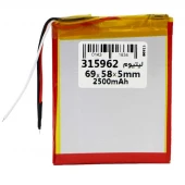 باتری لیتیوم 2500mAh 69*58*5mm 315962