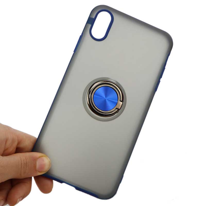 قاب مات رینگ دار iPhone XS Max سرمه ای