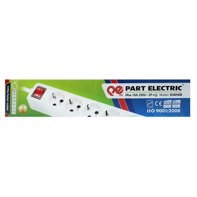 چند راهی 6 خانه شهاب پارت الکتریک با کابل 3 متری PE658