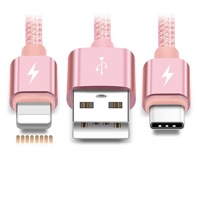کابل کنفی 2 سر Awei CL-984 Lightning/Type-C 1m