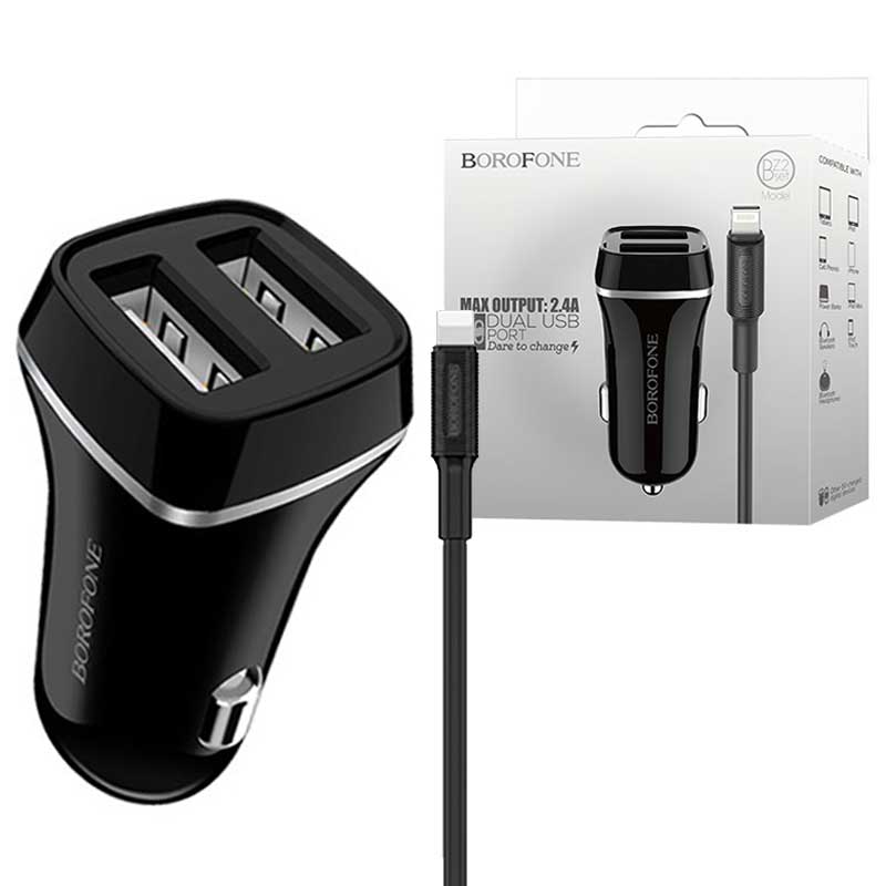 شارژر فندکی Borofone BZ2 set + کابل آیفونی