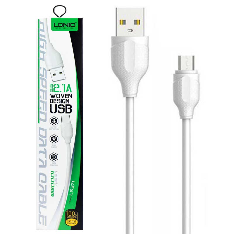 کابل میکرو یو اس بی فست شارژ LDNIO LS371 1m