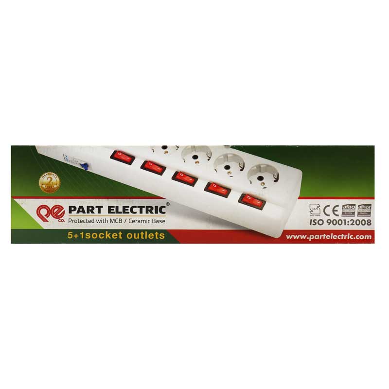 چند راهی 5+1 خانه فیوز دار پارت الکتریک PE2162 با کابل 5 متری
