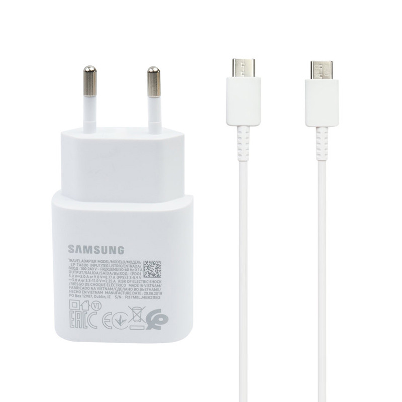 شارژر دیواری فست شارژ اورجینال Samsung Note 10 3A PD 25W + کابل Type-C