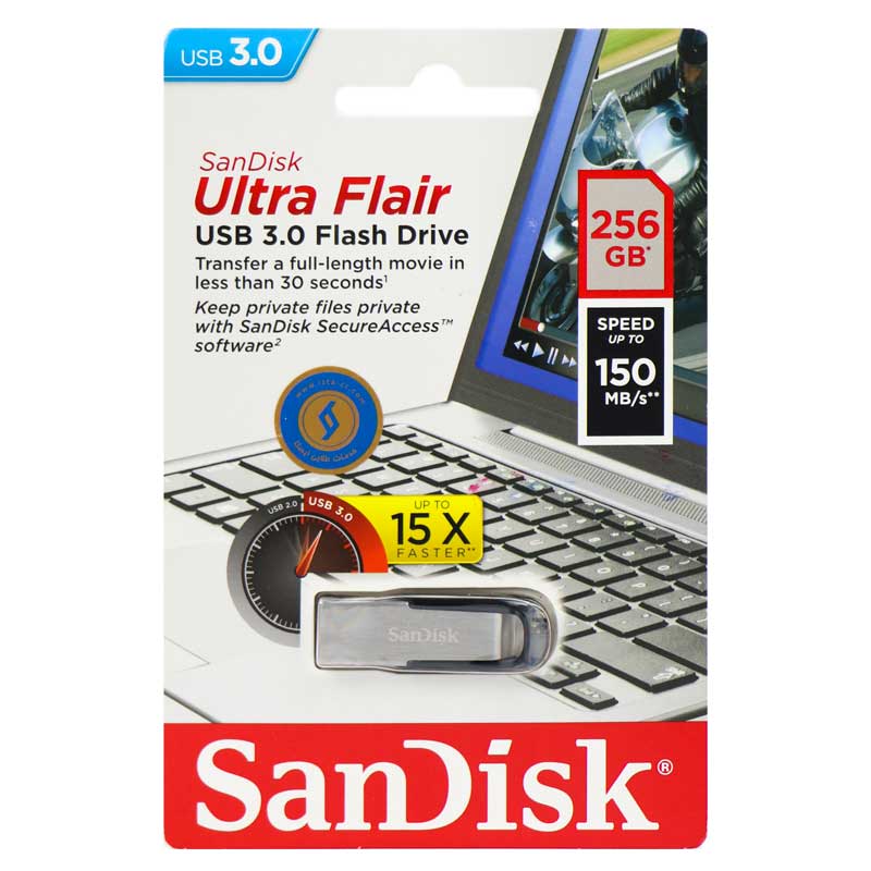 فلش 256 گیگ سن دیسک SanDisk Ultra Flair USB3.0