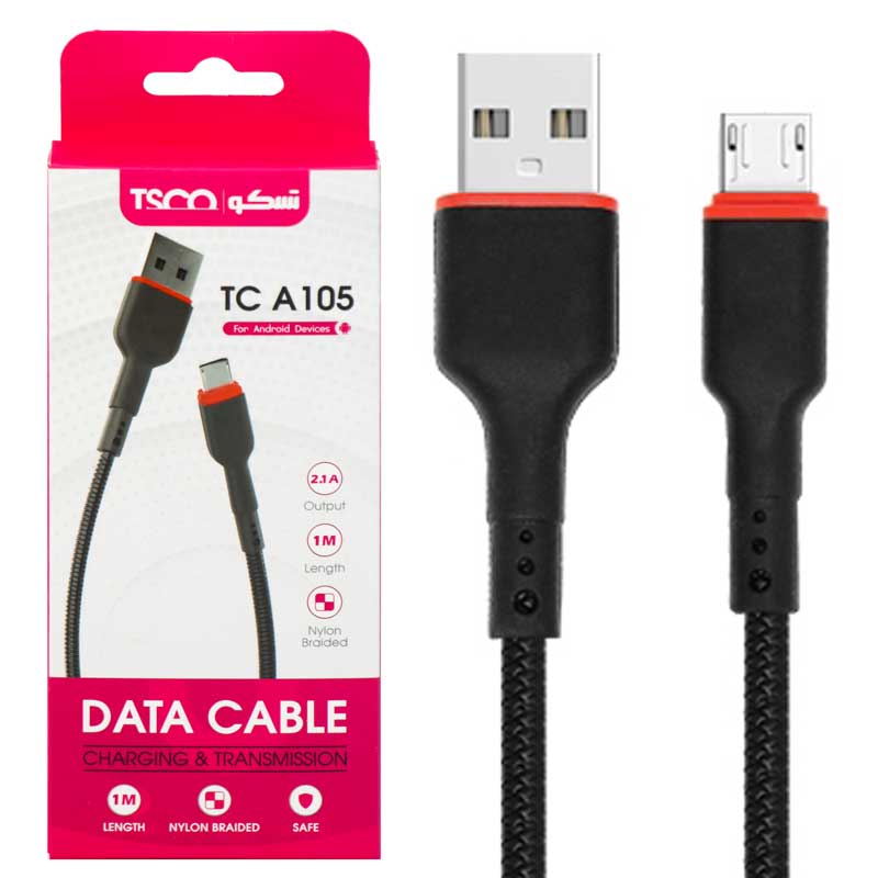کابل میکرو یو اس بی 2.1 آمپر تسکو TC A105 طول 1 متر