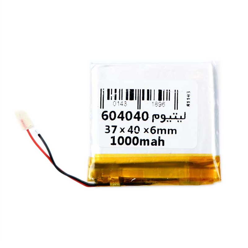 باتری لیتیوم 1000mAh 37*40*6mm 604040