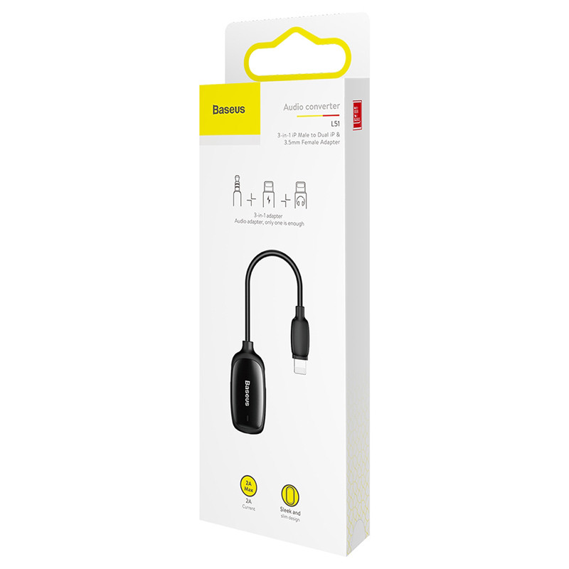 مبدل 1 به 2 لایتنینگ به AUX و لایتنینگ Baseus CALL51-01
