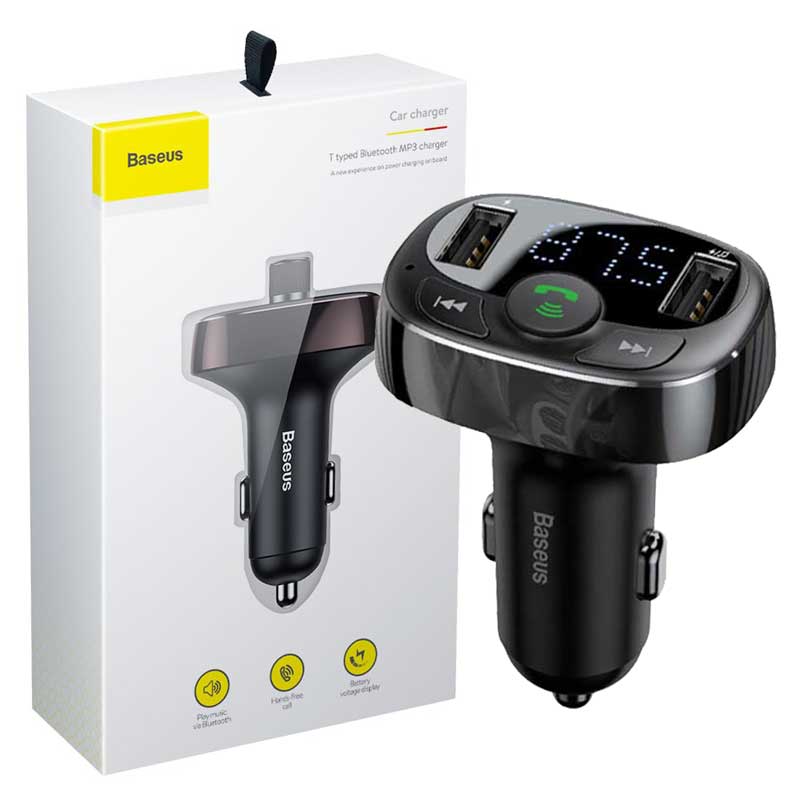 شارژر فندکی Baseus S-09A T-Typed 3.4A + اف ام پلیر