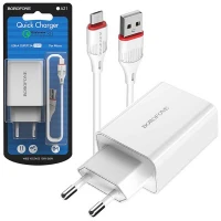 شارژر فست شارژ Borofone BA21A QC3 + کابل میکرو یو اس بی