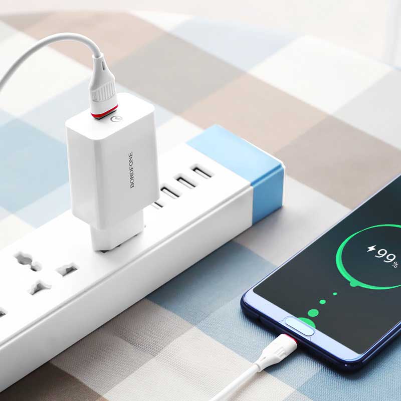 شارژر فست شارژ Borofone BA21A QC3 + کابل میکرو یو اس بی