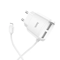 شارژر سیم وصل آیفونی Hoco C59A + دو پورت USB (گارانتی 6 ماهه)