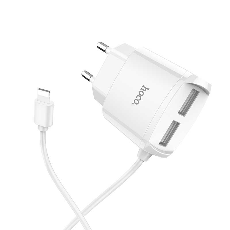 شارژر سیم وصل آیفونی Hoco C59A + دو پورت USB (گارانتی 6 ماهه)