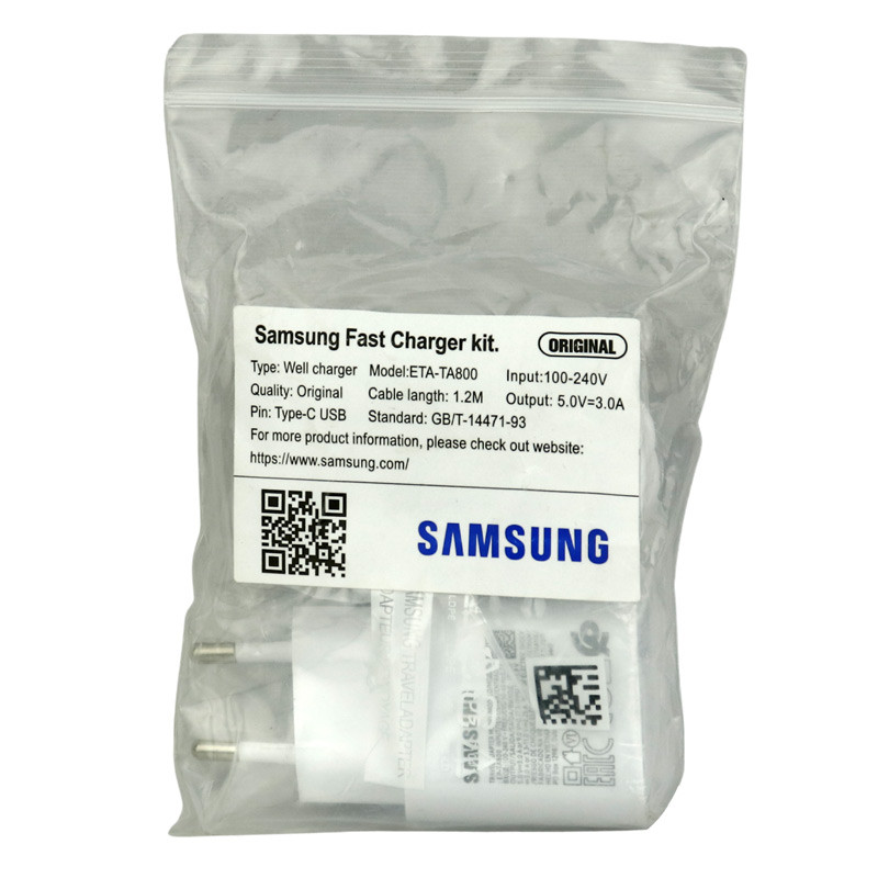 شارژر دیواری اصلی Samsung Note 10 3A 25W Type-C + کابل Type-C