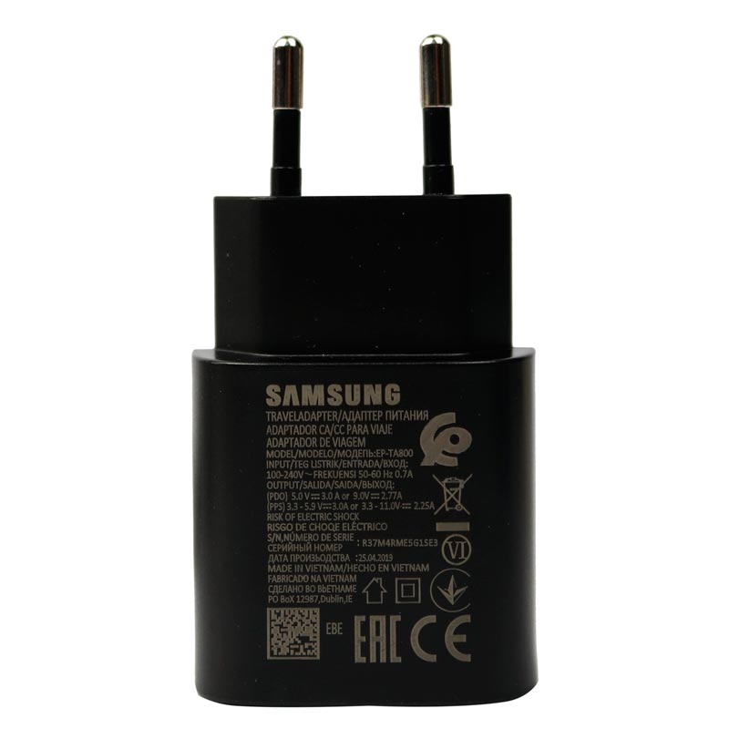 شارژر دیواری اصلی Samsung Note 10 3A 25W Type-C + کابل Type-C