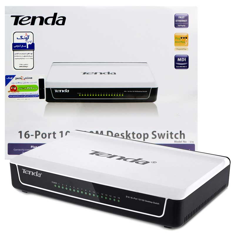 سوییچ ۱۶ پورت Tenda S16 16Port Desktop Switch