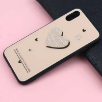 قاب رزگلد طلایی نگین دار iPhone X/XS کد2