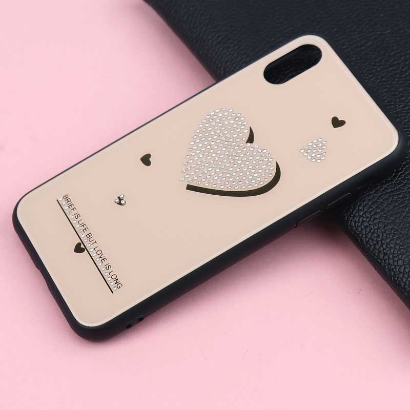 قاب رزگلد طلایی نگین دار iPhone X/XS کد2