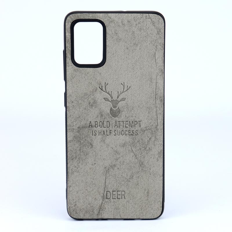 قاب چرمی طرح گوزن Samsung A51 طوسی