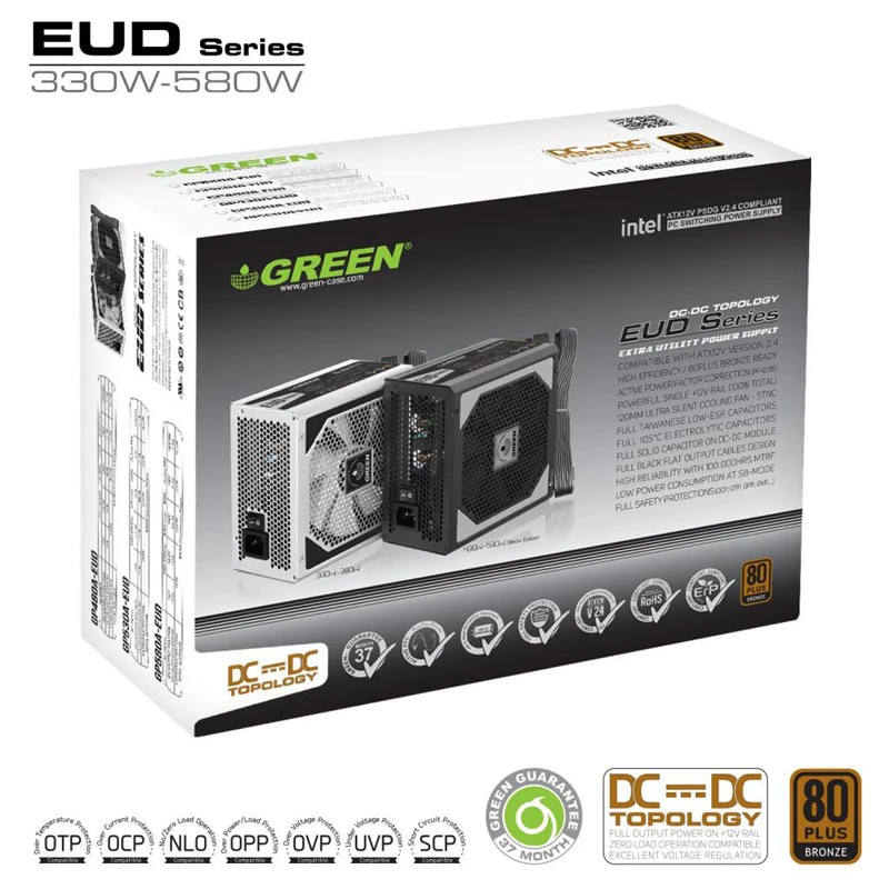 پاور 580 وات گرین Green EUD GP580A Bronze