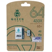 رم میکرو 64 گیگ کوئین تک QUEEN TECH Elite U3 65MB/s + خشاب