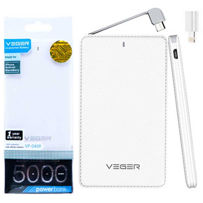 پاور بانک 5000 وگر VEGER VP-0409 سفید