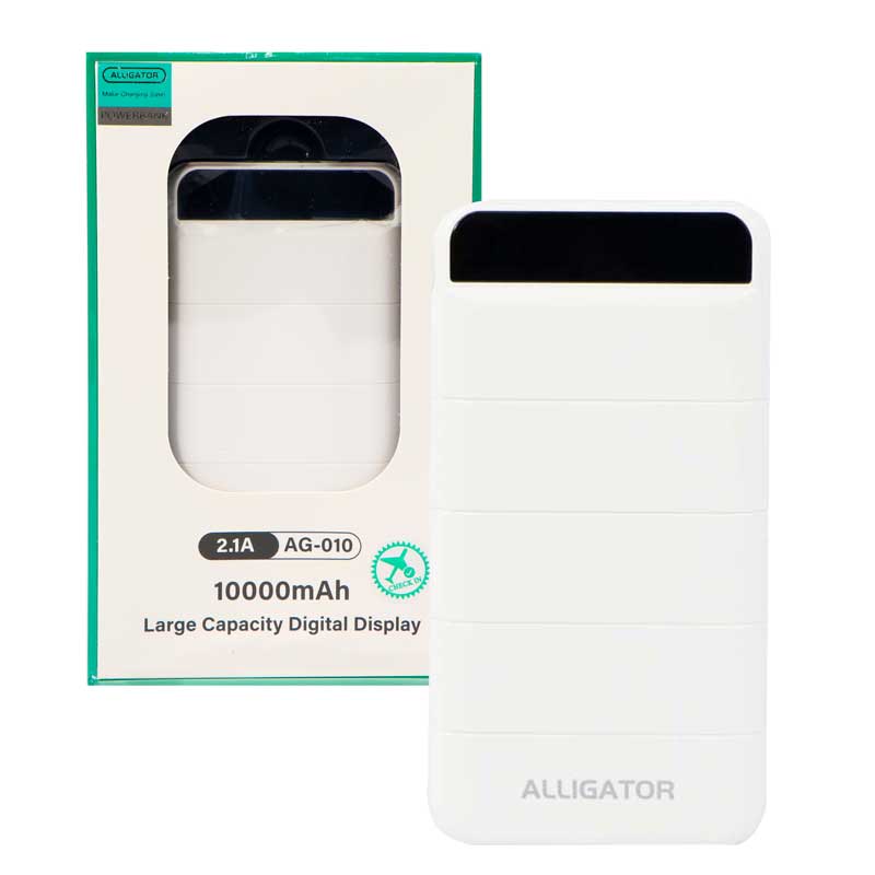 پاور بانک 10000 الیگیتور Alligator AG-010 سفید (گارانتی 6 ماهه)