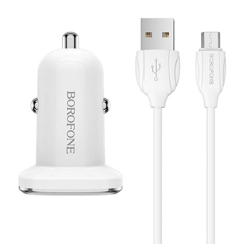 شارژر فندکی Borofone Lasting Power BZ12 + کابل میکرو یو اس بی (گارانتی 6 ماهه)