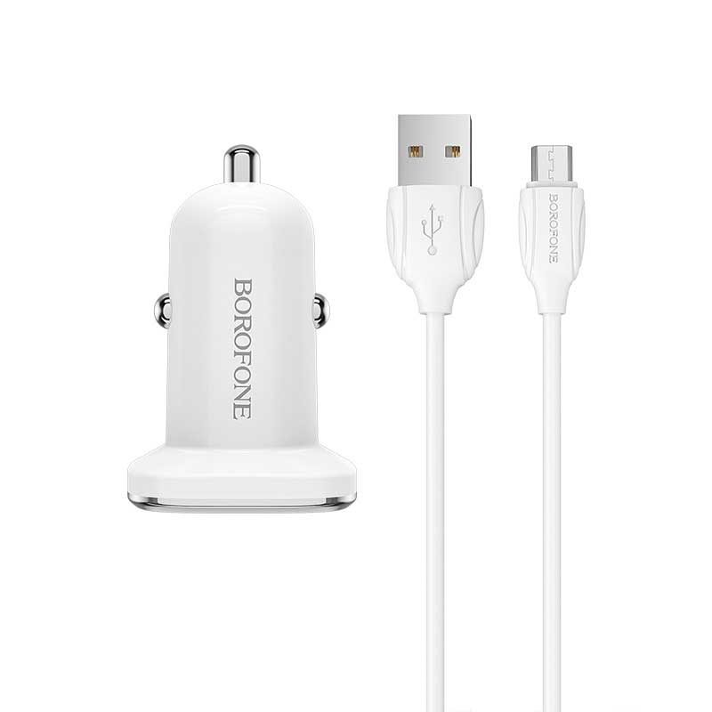 شارژر فندکی Borofone Lasting Power BZ12A + کابل میکرو یو اس بی (گارانتی 6 ماهه)