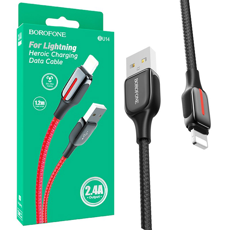 کابل آیفونی Borofone Heroic BU14 2.4A 1.2m (گارانتی 6 ماهه)