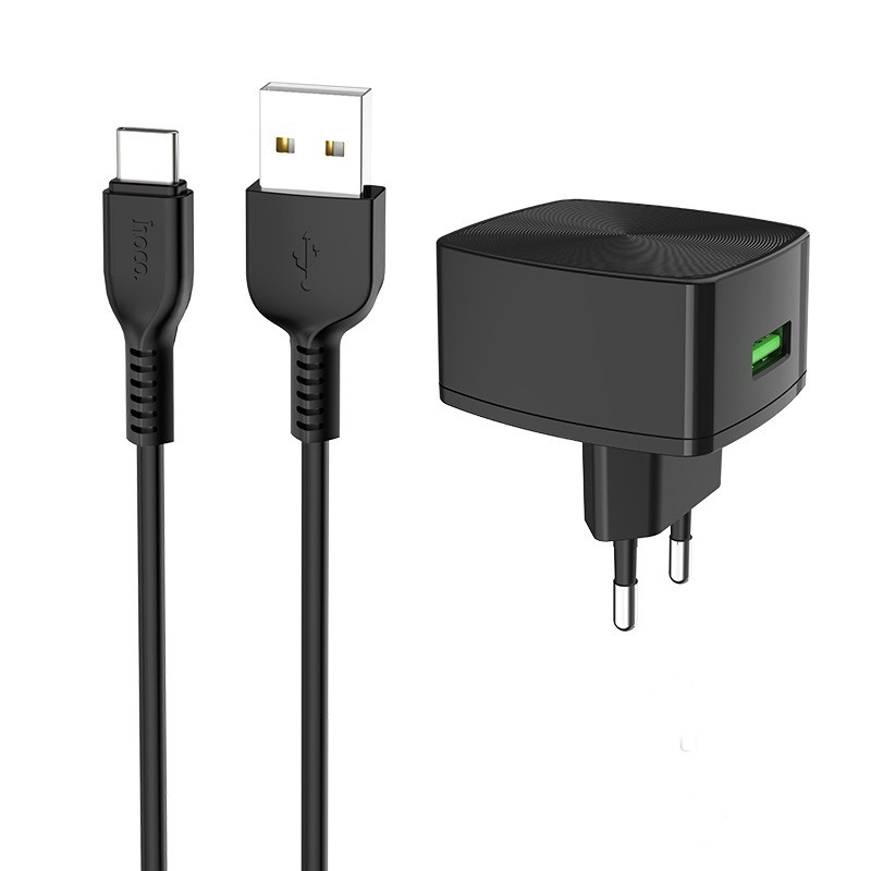 شارژر دیواری فست شارژ HOCO C70A QC3 + کابل Type-C (گارانتی 12 ماهه)