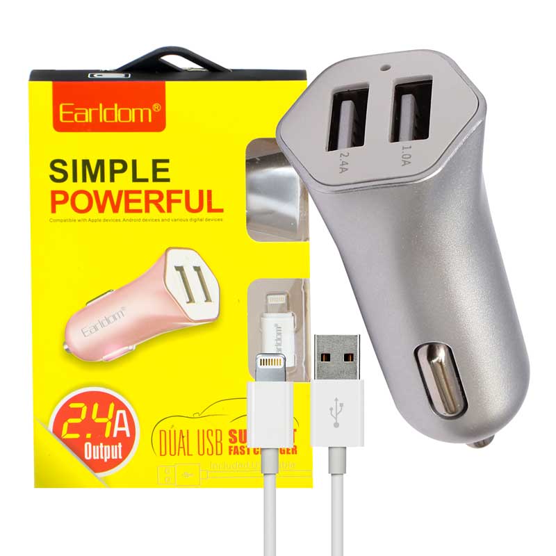 شارژر فندکی Earldom ES-155 + کابل آیفونی