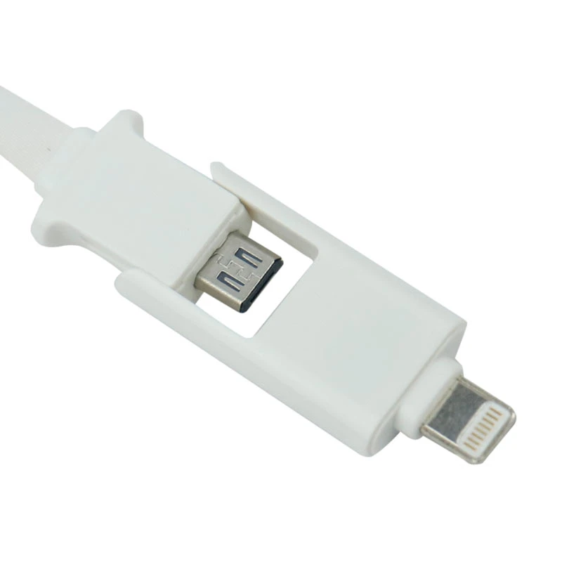 کابل 2 سر Flat 2 in 1 Lightning / MicroUSB 1m