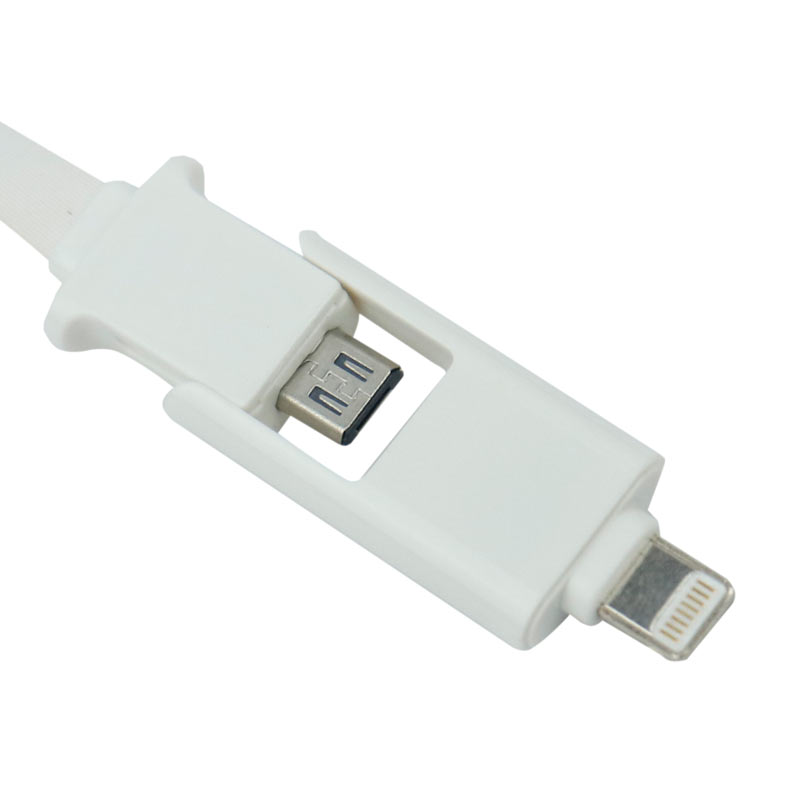 کابل 2 سر Flat 2 in 1 Lightning / MicroUSB 1m