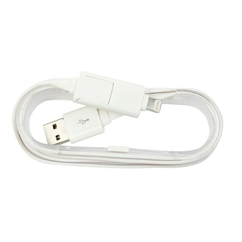 کابل 2 سر Flat 2 in 1 Lightning / MicroUSB 1m