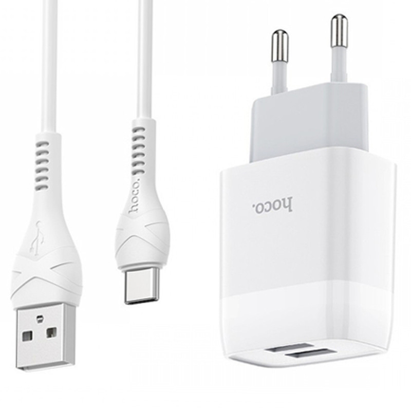 شارژر دیواری Hoco C73A + کابل Type-C (گارانتی 12 ماهه)