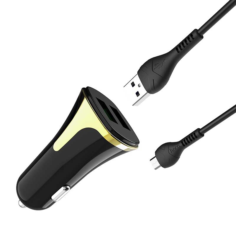 شارژر فندکی Hoco Z31 + کابل میکرو یو اس بی (گارانتی 12 ماهه)