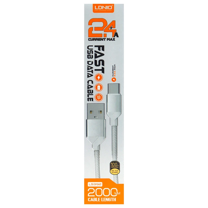 کابل کنفی میکرو یو اس بی فست شارژ LDNIO LS392 2.4A 2m