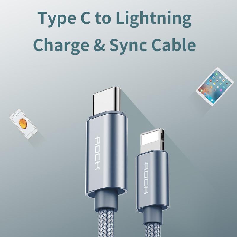 کابل کنفی Rock C6 Type-C to Lightning 1m