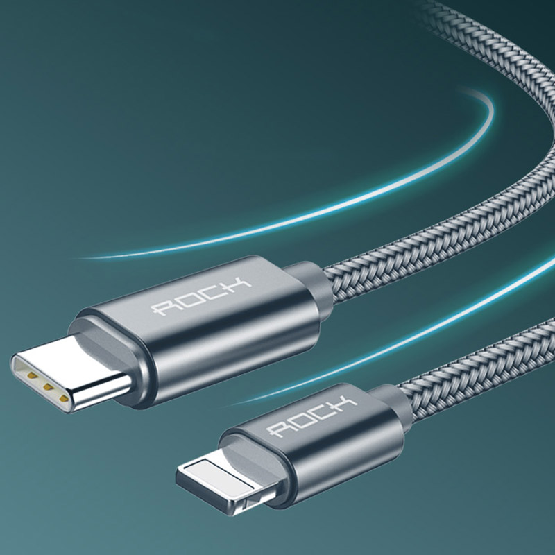 کابل کنفی Rock C6 Type-C to Lightning 1m