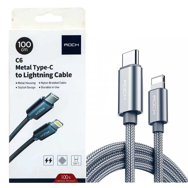 کابل کنفی Rock C6 Type-C to Lightning 1m
