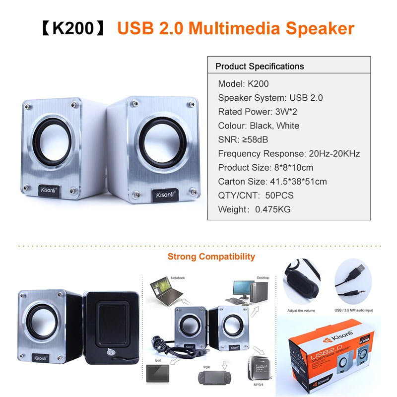 اسپیکر دو تکه لپ تاپی Kisonli K200