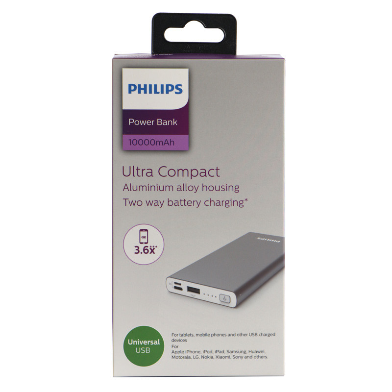 پاور بانک 10000 فیلیپس PHILIPS DLP6710CV نقره ای (گارانتی 4 ماهه)