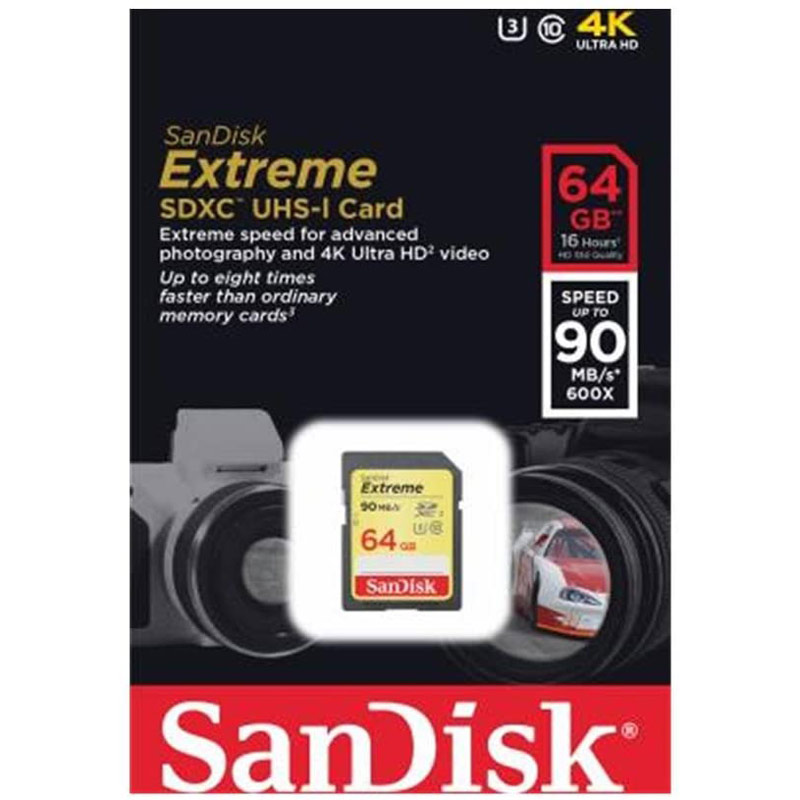 رم اس دی 64 گیگ سن دیسک SanDisk Extreme U3 90MB/s