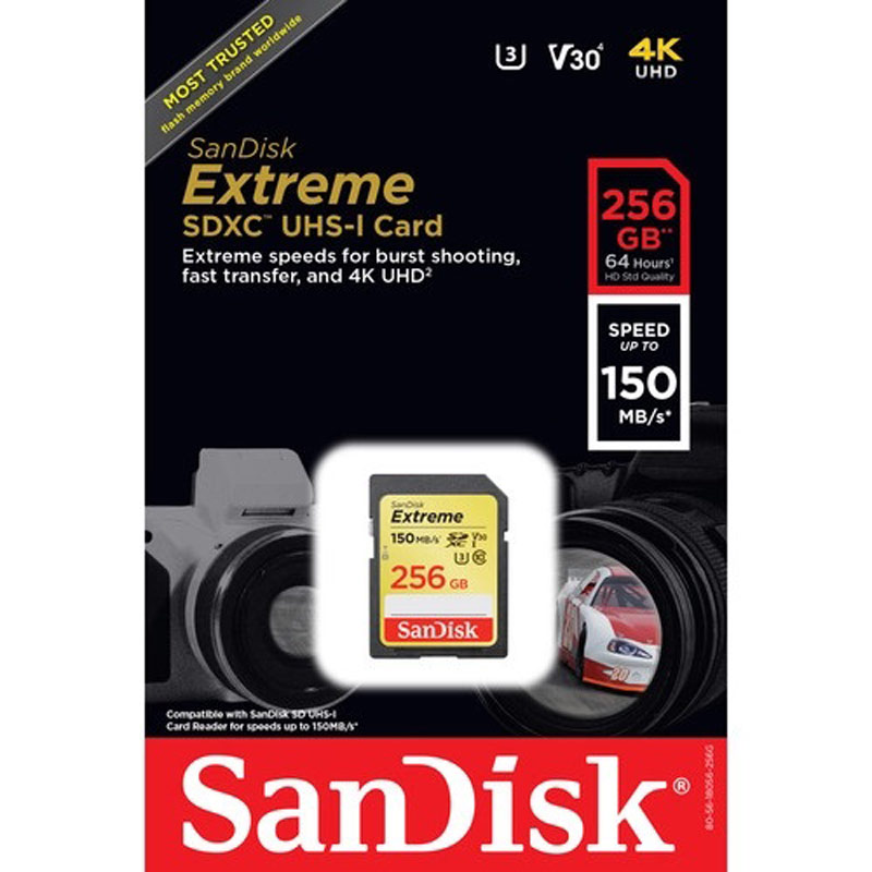 رم اس دی 256 گیگ سن دیسک SanDisk Extreme SD U3 150MB/s