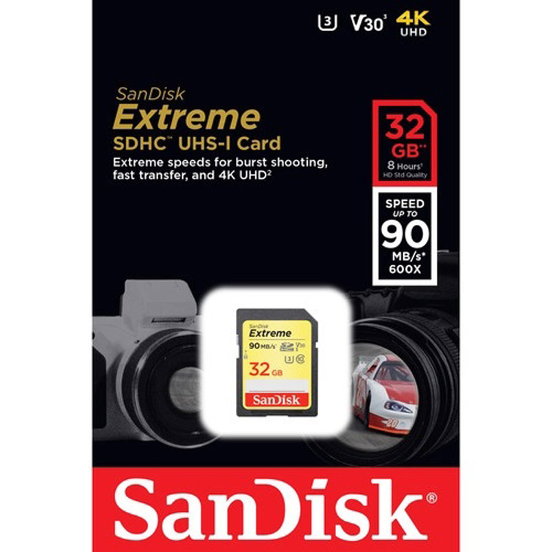 رم اس دی 32 گیگ سن دیسک SanDisk Extreme U3 90MB/s