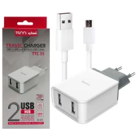 شارژر دیواری TSCO TTC55 + کابل میکرو یو اس بی