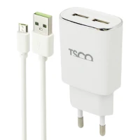 شارژر دیواری TSCO TTC57 2Port 2.4A + کابل میکرو یو اس بی
