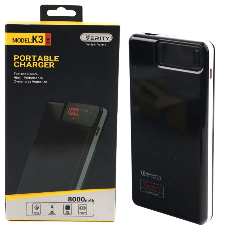 پاور بانک فست شارژ 8000 وریتی VERITY K3 QC3
