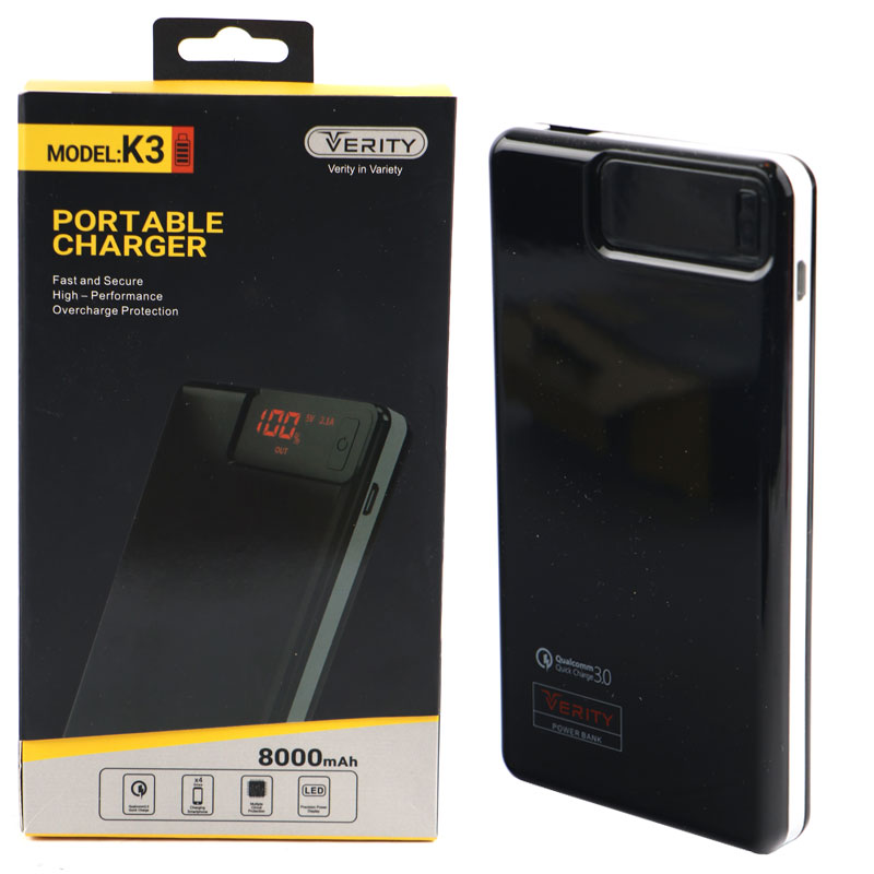 پاور بانک فست شارژ 8000 وریتی VERITY K3 QC3
